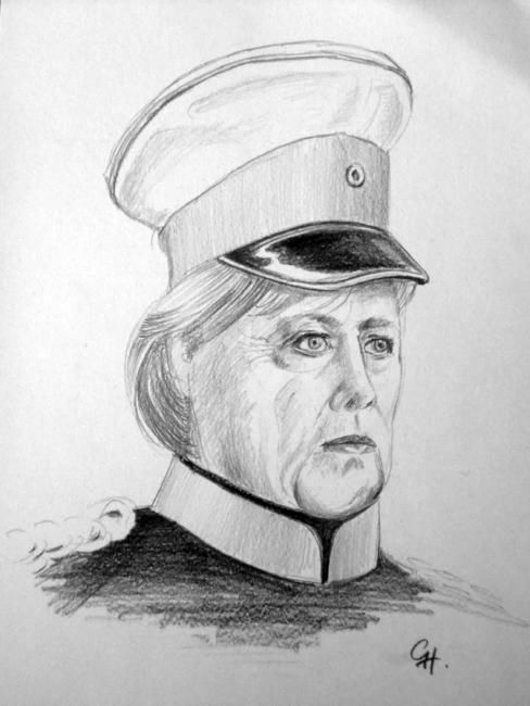 Tekening getiteld "Merkel als Bismarck" door Zeichnungen/Fotografie, Origineel Kunstwerk, Anders