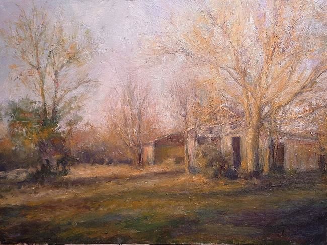 Painting titled "Ocher past" by William Dunn, Original Artwork, Oil