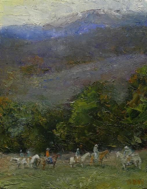 Pintura intitulada "Mountain Pasture" por William Dunn, Obras de arte originais, Óleo