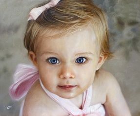 Painting titled "Baby Blue Eyes" by William Everly, Original Artwork, Oil