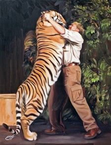 Painting titled "The Tiger Man" by William Everly, Original Artwork, Oil