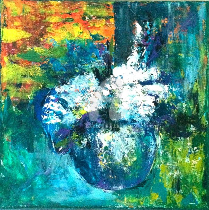 Schilderij getiteld "la fleur" door Wil Marino, Origineel Kunstwerk, Acryl