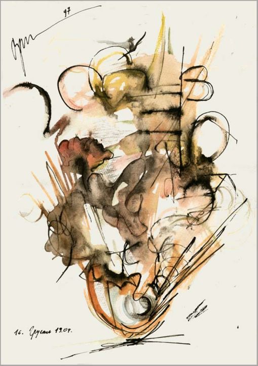 Zeichnungen mit dem Titel "Bouquet De Tristess…" von Dima Wilms, Original-Kunstwerk, Gouache