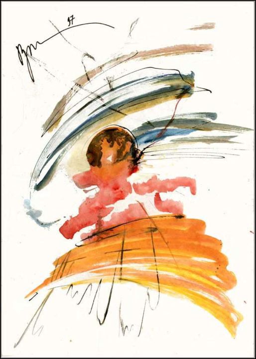 Рисунок под названием "Champs d'or Fields…" - Dima Wilms, Подлинное произведение искусства, Гуашь