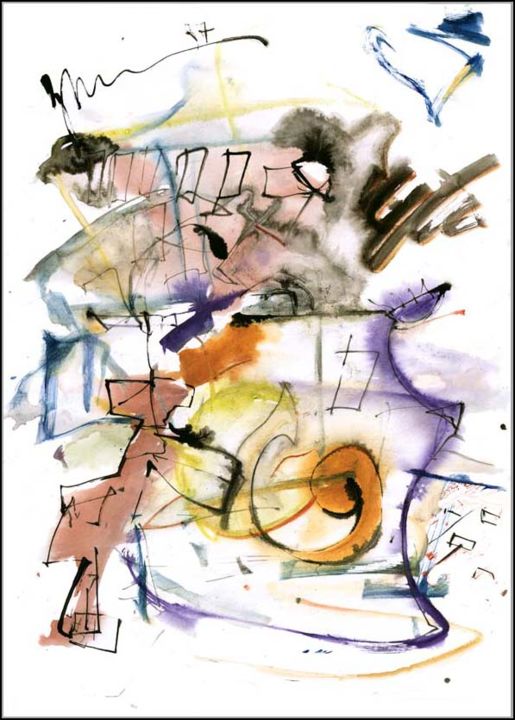 Рисунок под названием "Le rythme de la vie…" - Dima Wilms, Подлинное произведение искусства, Гуашь