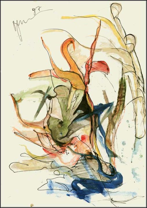 Рисунок под названием "Grimpeurs Альпинист…" - Dima Wilms, Подлинное произведение искусства, Гуашь