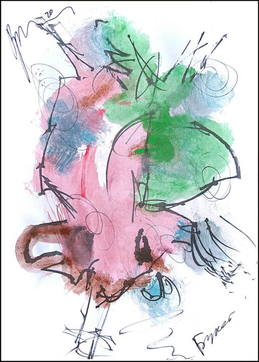 Drawing titled "abstract bouquet 74…" by Dima Wilms, Original Artwork, Gouache
