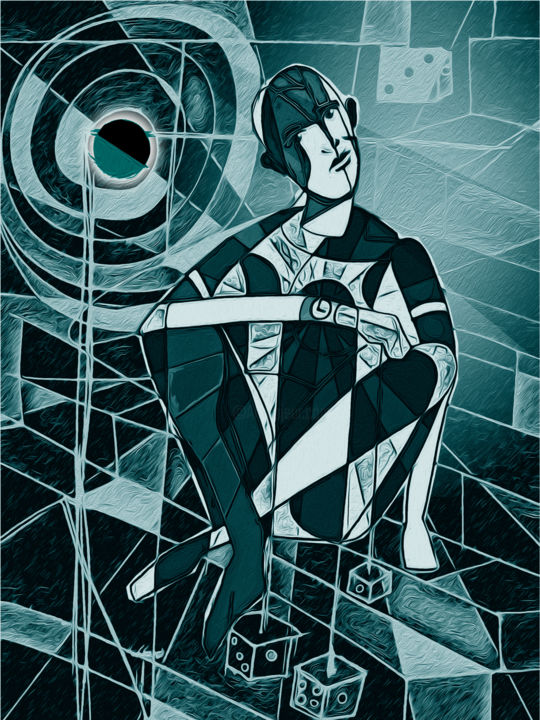 Druckgrafik mit dem Titel "hora do jogo" von Wilson Inacio, Original-Kunstwerk