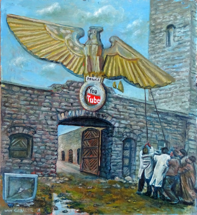 Schilderij getiteld "YouTube Thought Pol…" door Wim Carrette, Origineel Kunstwerk,