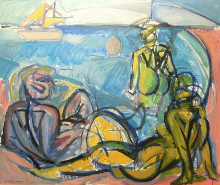 Peinture intitulée "De Baadsters" par Wim Koreman, Œuvre d'art originale, Huile