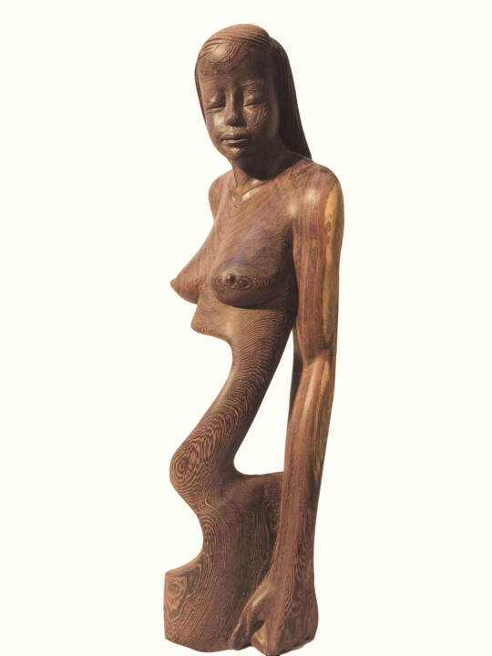 Sculpture intitulée "Lovely abstract girl" par Wim Van Mossevelde, Œuvre d'art originale, Bois