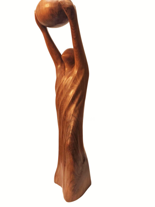 Sculpture titled "The world above us" by Wim Van Mossevelde, Original Artwork, Wood