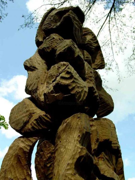 Sculpture intitulée "totem" par Wim De Blaiser, Œuvre d'art originale, Bois