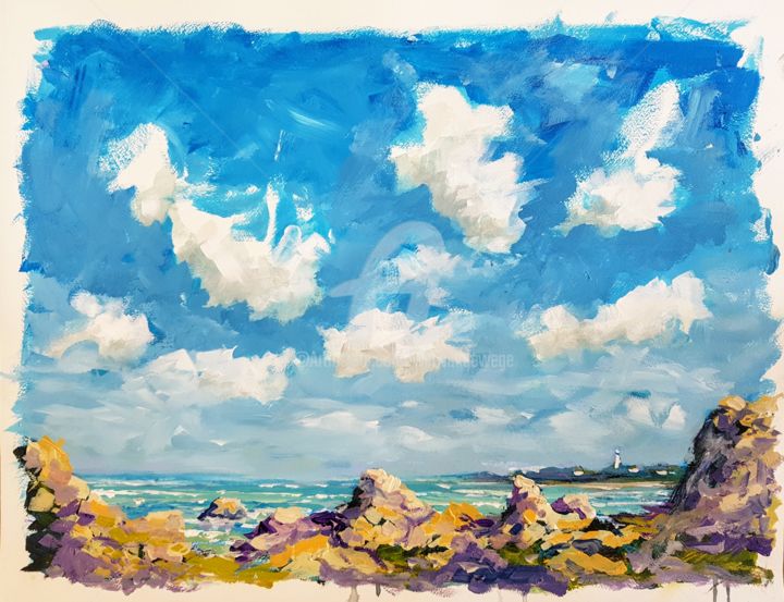 Pintura intitulada "Bretagne, Belle-Ile…" por Wimvandewege, Obras de arte originais, Acrílico