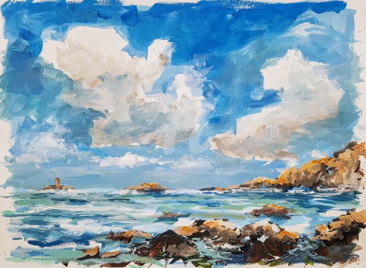 Malerei mit dem Titel "Brittany, coast" von Wimvandewege, Original-Kunstwerk, Acryl