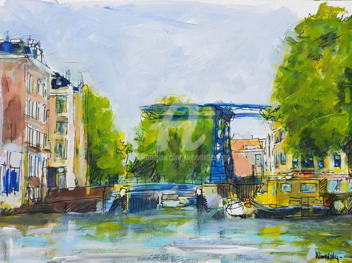 Painting titled "Amsterdam 25" by Wimvandewege, Original Artwork, Acrylic