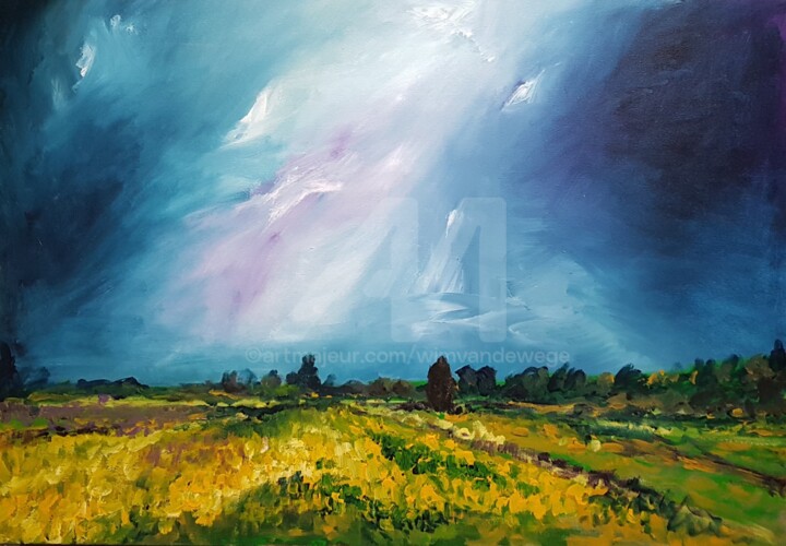 Schilderij getiteld "Light in the darkne…" door Wimvandewege, Origineel Kunstwerk, Acryl Gemonteerd op Canvas brancard