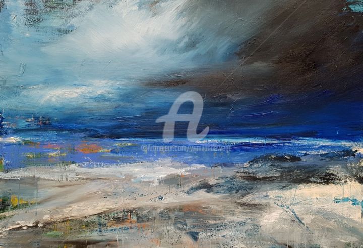 Painting titled "North Sea Coast ser…" by Wimvandewege, Original Artwork, Oil Mounted on Wood Stretcher frame