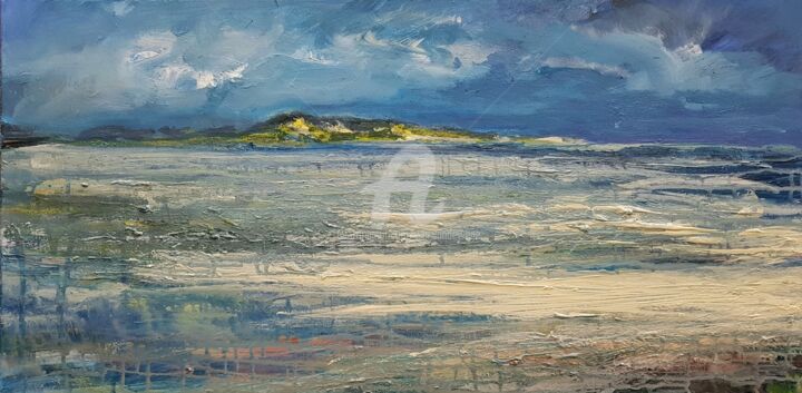 Painting titled "North Sea series #7…" by Wimvandewege, Original Artwork, Oil Mounted on Wood Stretcher frame