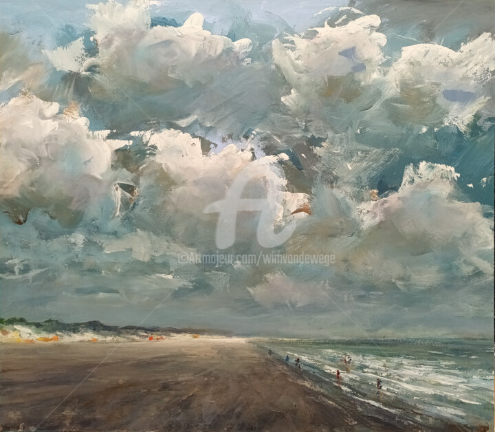 Pintura titulada "North Sea series 93" por Wimvandewege, Obra de arte original, Acrílico Montado en Panel de madera
