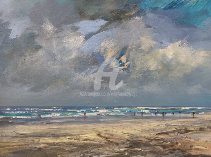 Pintura titulada "Ameland January 202…" por Wimvandewege, Obra de arte original, Oleo Montado en Bastidor de camilla de made…