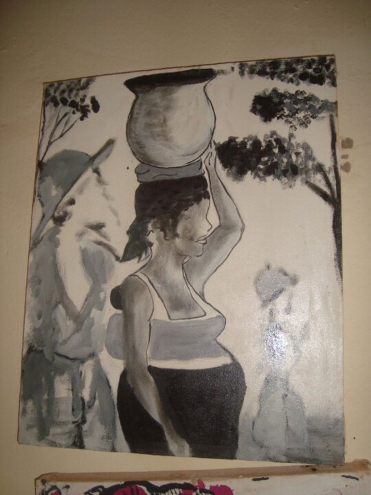 Картина под названием "Toogo yini" - Windwaoga Alexandre Ouedraogo, Подлинное произведение искусства, Масло