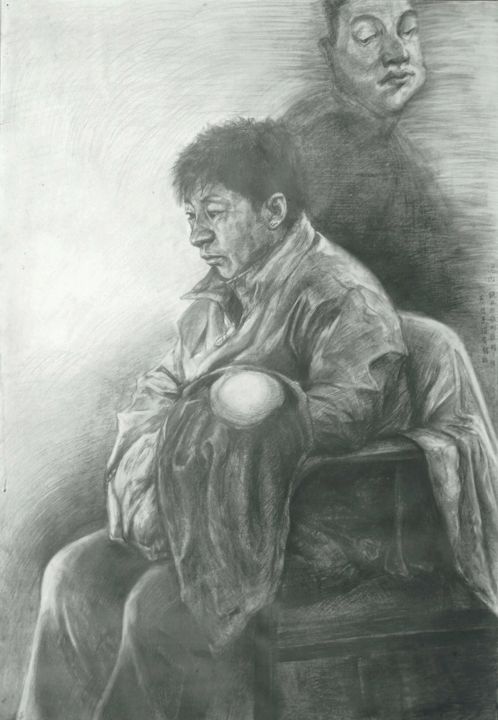 Drawing titled "Portrait 设计" by Rubis Xu, Original Artwork, Pencil