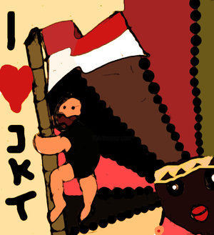 Digital Arts titled "I Love Jakarta" by Windyasari Septriani, Original Artwork, Digital Painting