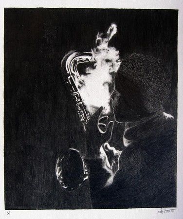 Drawing titled "Jazzy Smoker" by Sancho Harker, Original Artwork, Other