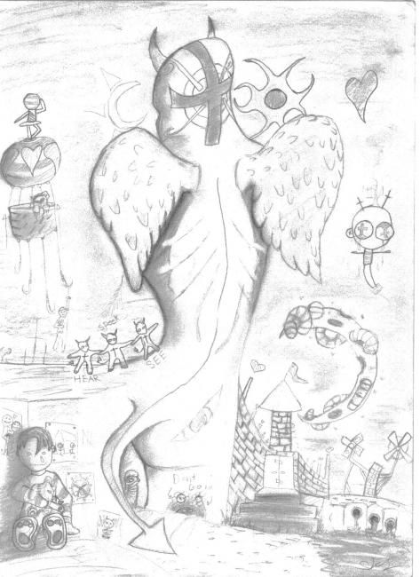 Drawing titled "devil boy" by Winglessflightbird, Original Artwork