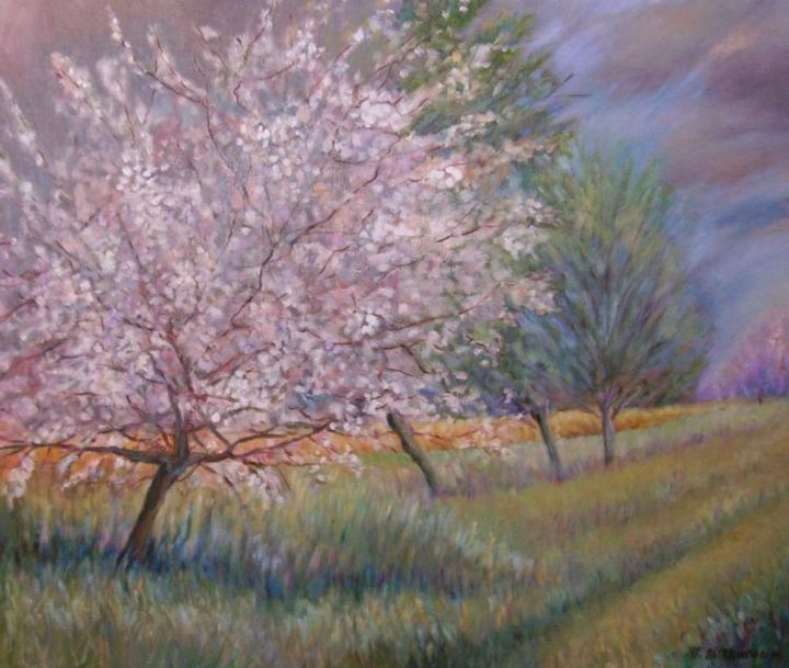 Painting titled "quand le printemps…" by Maïté Wininger/Trotot, Original Artwork