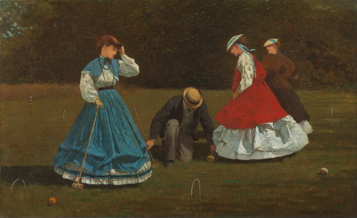 Painting titled "Scène de Croquet" by Winslow Homer, Original Artwork, Oil