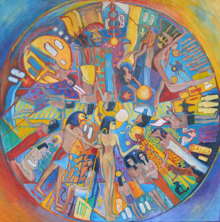 Schilderij getiteld "Słońce Egiptu" door Wiola Gaszka, Origineel Kunstwerk, Olie