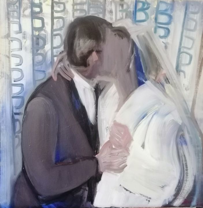 Painting titled "Kiss" by Wioleta Rzążewska, Original Art, Oil