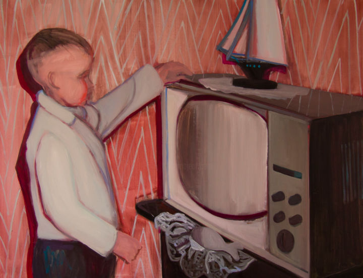 Painting titled "TV" by Wioleta Rzążewska, Original Artwork, Oil