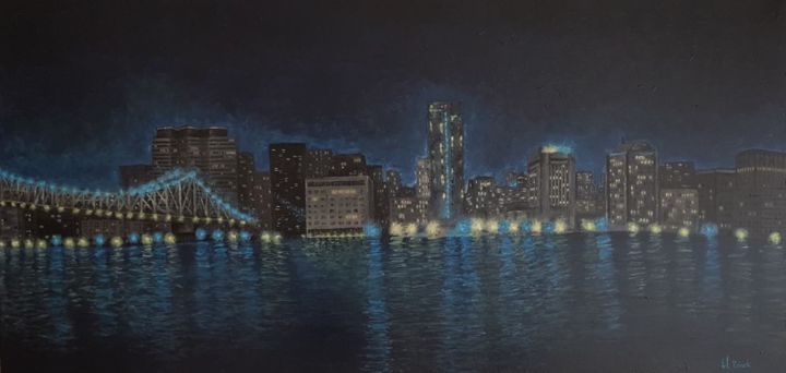 Painting titled "NYC" by Wioletta Zinek, Original Artwork, Acrylic