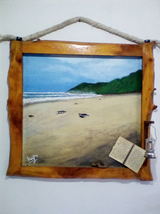 Pittura intitolato "Sukamade beach turt…" da Harry Jaran, Opera d'arte originale, Acrilico
