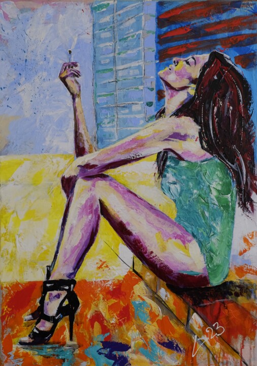 Painting titled "Just Need a Break" by Winfried Krause, Original Artwork, Acrylic Mounted on Wood Stretcher frame