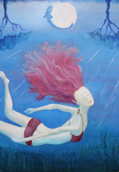 Painting titled "Dream girl" by Vladimir Glukhov, Original Artwork, Oil