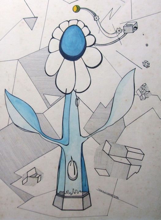 Desenho intitulada "trilogia-das-flores…" por Wladinir Luz Jr, Obras de arte originais,