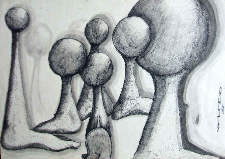 Desenho intitulada "pes-e-bolas.jpg" por Wladinir Luz Jr, Obras de arte originais