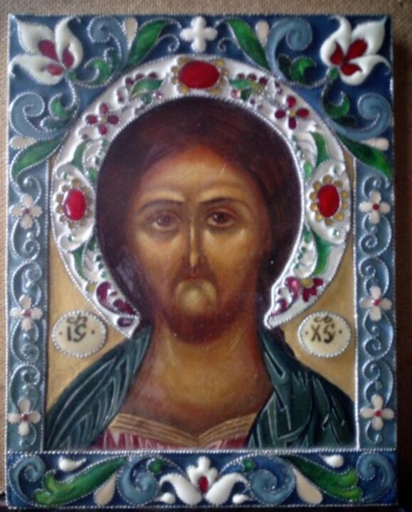Painting titled "Исус Хтистос" by Wlodzimierz Bieganski, Original Artwork, Tempera
