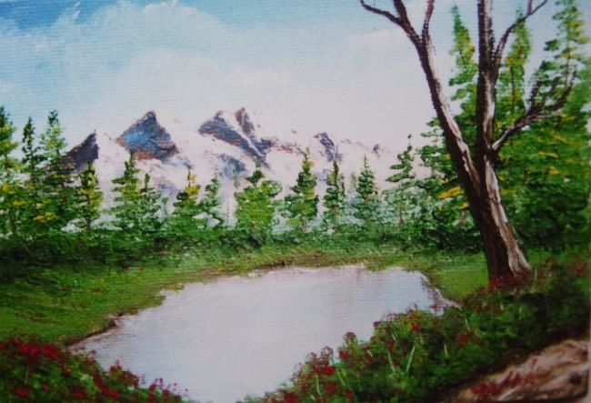 Painting titled "Lago canadiense" by William Maruri Londoño, Original Artwork
