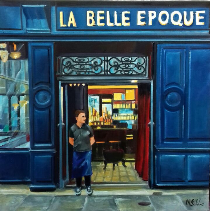 Painting titled "La belle époque" by Martine Woellet, Original Artwork, Oil Mounted on Wood Stretcher frame