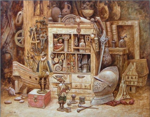 Painting titled "Still-life with a h…" by Vadim Voitekhovitch, Original Artwork, Oil