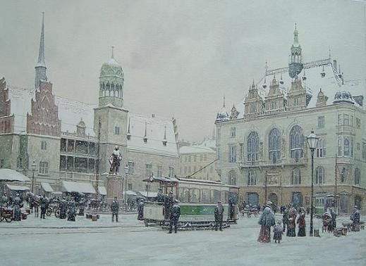 Painting titled "Halle Marktplatz 19…" by Vadim Voitekhovitch, Original Artwork