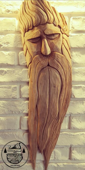 Скульптура под названием "Sleep wood spirit" - Wojciech Kot, Подлинное произведение искусства, Дерево