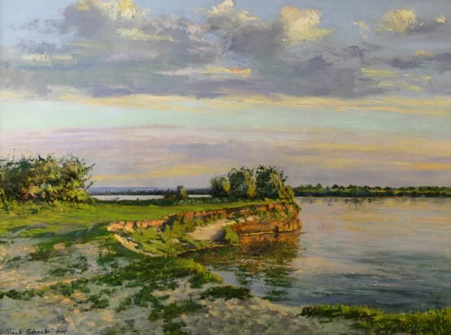 Malarstwo zatytułowany „Wisla river during…” autorstwa Wojciech Gorecki, Oryginalna praca