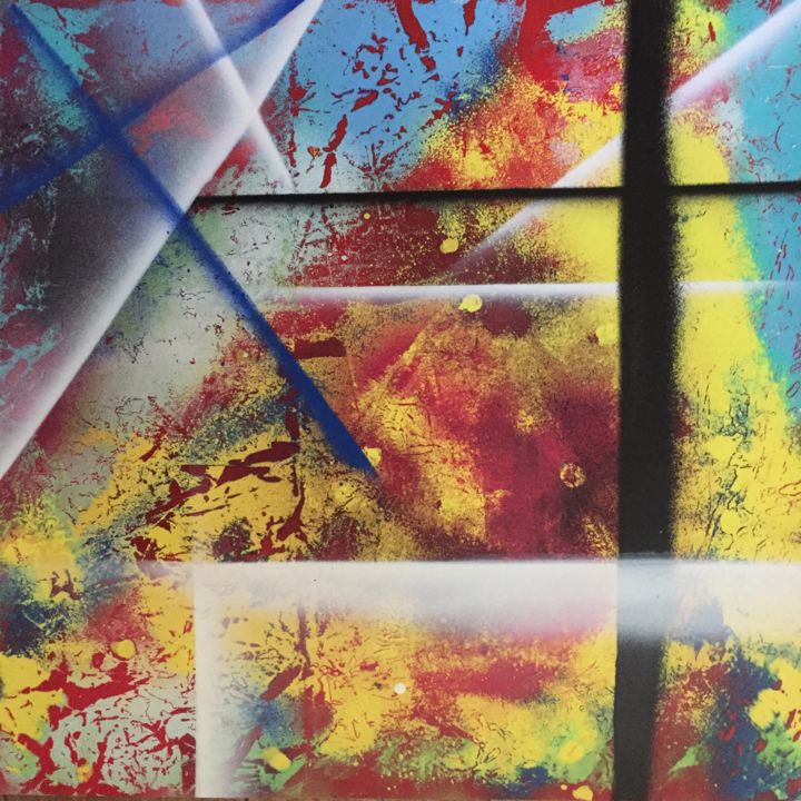 Painting titled "Beams" by Wolfgang Mack, Original Artwork, Spray paint