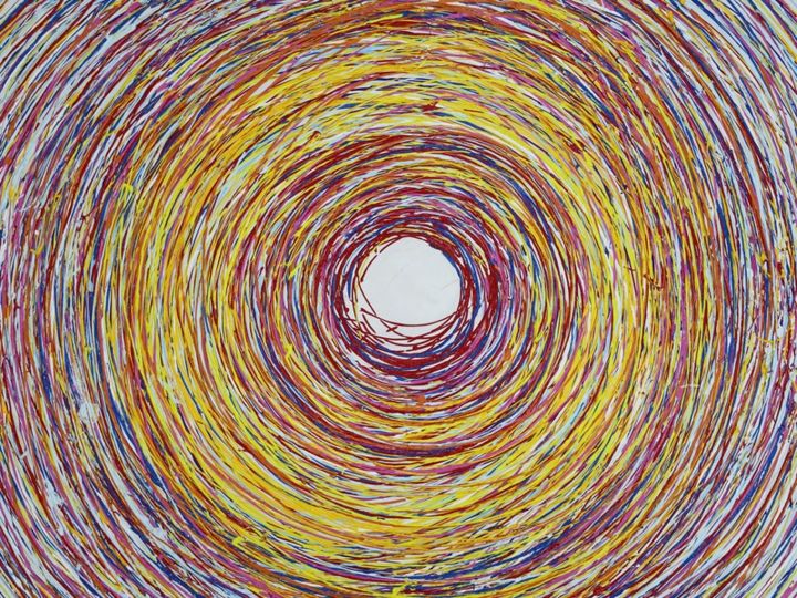 Schilderij getiteld "Round And Round" door Wolfgang Mack, Origineel Kunstwerk, Olie